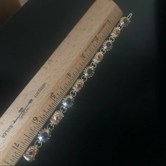 🌷Etruscan Revival Statement Bracelet Multi Colored Gemstones 14K Gold - Picture 14 of 16